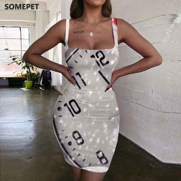 

casual dresses somepet christmas women clock ladies year 3d print harajuku halter sleeveless womens clothing club boho, Black;gray