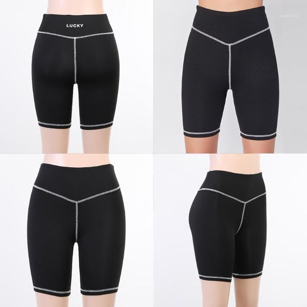 

women high waist tummy control biker shorts open line letters yoga pants tights 875d outfit