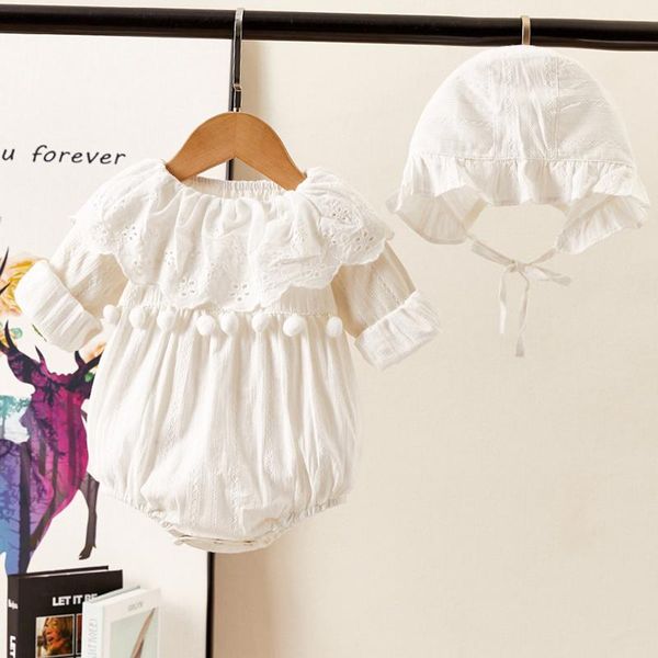 

clothing sets autumn korean style baby girls cotton princess romper long sleeve jumpsuits born crawling clothes, White