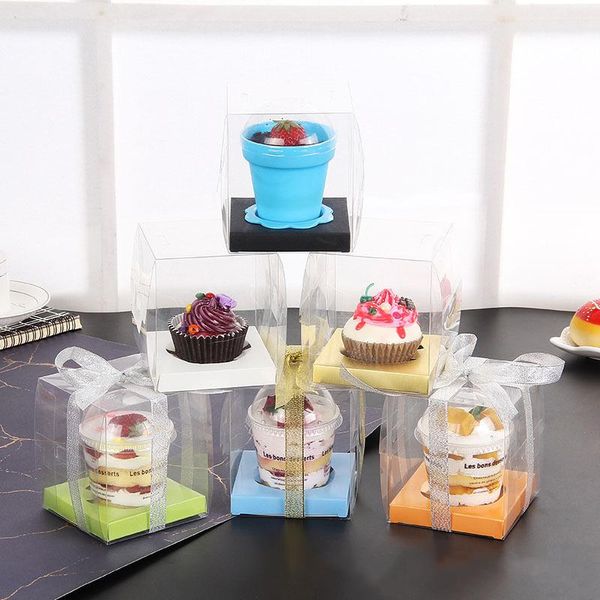 

transparent pvc packaging box gift for cake mousse single cup child birthday wedding favors surprise wrap