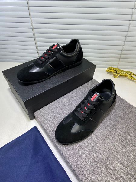 

men casual shoes sport sneakers italia designer shoe mens splicing leather dress fashion sneaker man shose supsneaker, Black