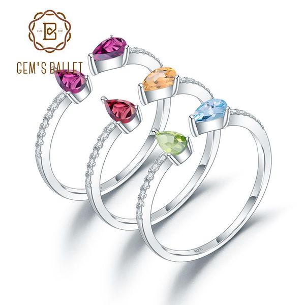 

cluster rings gem's ballet 925 sterling silver for women natural gemstones open adjustable ring wedding band eternity stacking, Golden;silver