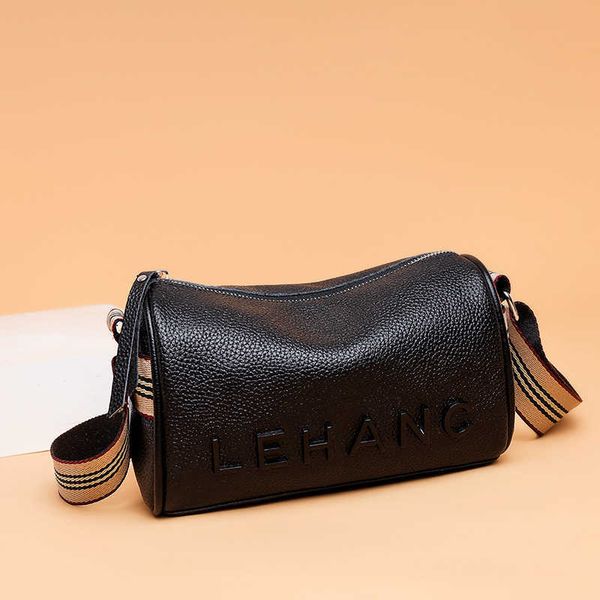 

leather bag women's 2021 simple fashion letter wide shoulder strap single menger s