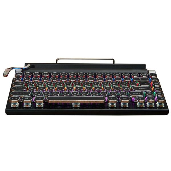 Tastatur im Vintage-Schreibmaschinenstil mit mechanischen Tasten für ein Retro-Gaming-Erlebnis auf Desktops, Laptops und PCs – perfekt für Gamer und Schreibbegeisterte!