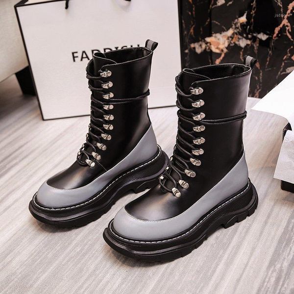 

autumn women shoes square heels boots ankle fashion motorcycle1, Black
