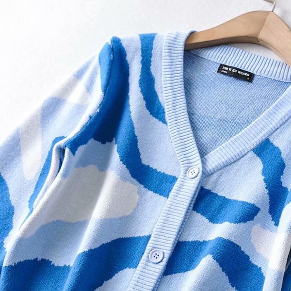 

women's knits & tees 2021 v-neck long sleeve striped comfortable block color loose sweater, White