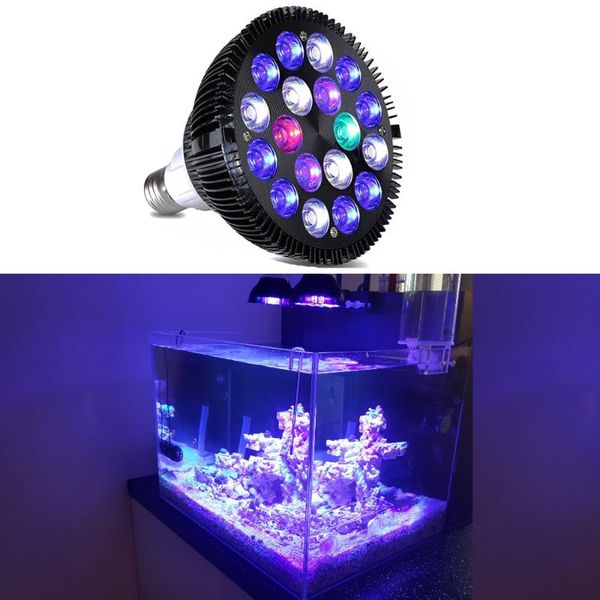 

aquariums lighting black shell led aquarium light pet fish tank lamp bulb 54w for saltwater marine coral reef sump algae polyculture