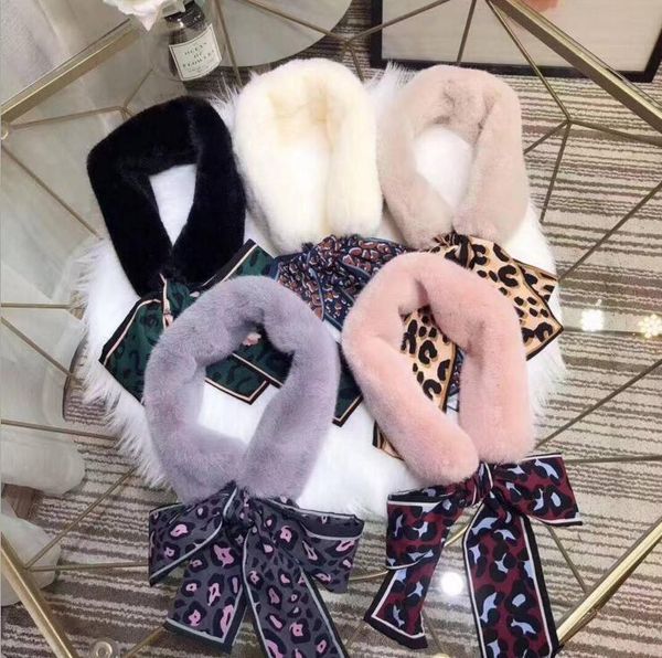 

scarves autumn winter east gate leopard scarf cross border imitation hair collar small, Blue;gray