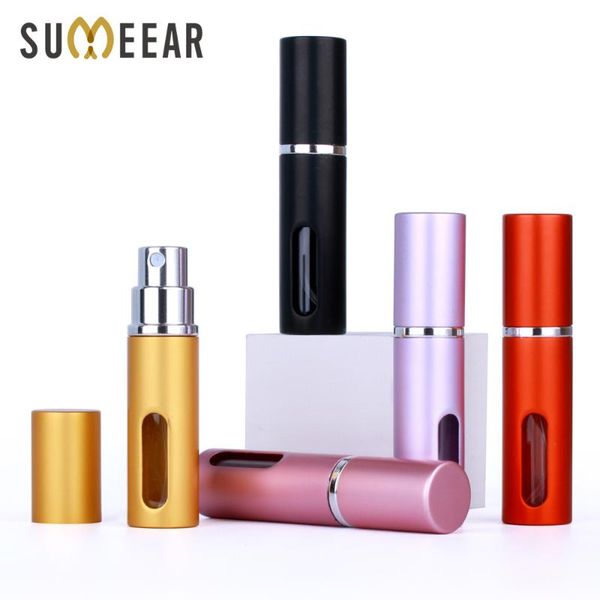 

50pcs/lot 5ml aluminium perfume bottle spray scent-bottle anodized compact window parfum atomiser fragrance storage bottles & jars