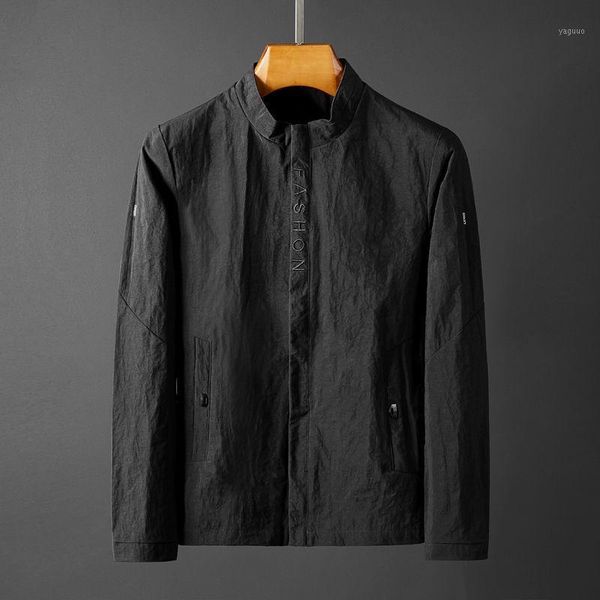 

men's jacket 2021 spring and autumn stand-up collar slim korean style trend plus velvet jackets, Black;brown