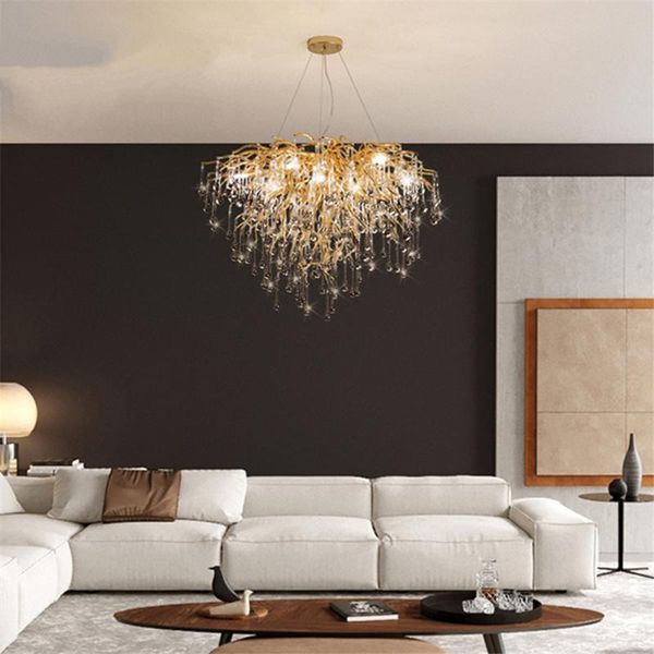 

chandeliers nordic luxury crystal led chandelier lighting for stairs loft villa large pendant lamps living room el art decor