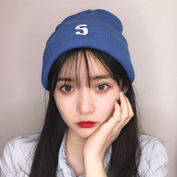 

wool hat women's winter cold children's net red korean fashion versatile autumn knitted, Blue;gray