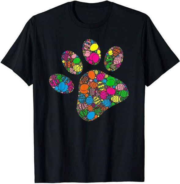 

colorful egg dog paw gift easter day t-shirt boys men t-shirt, White;black