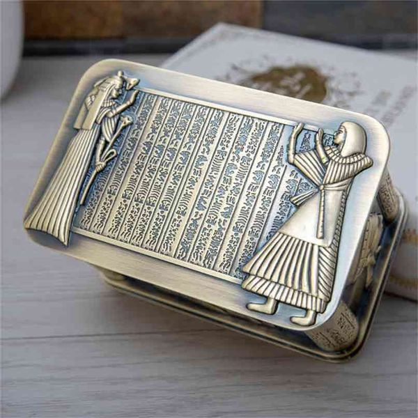 Vintage Ägypten Pharao Metall Relief Schmuckschatulle Ägyptische Geschenk Aufbewahrungskoffer Home Art Craft Dekoration Organizer Schatulle Truhe 210922