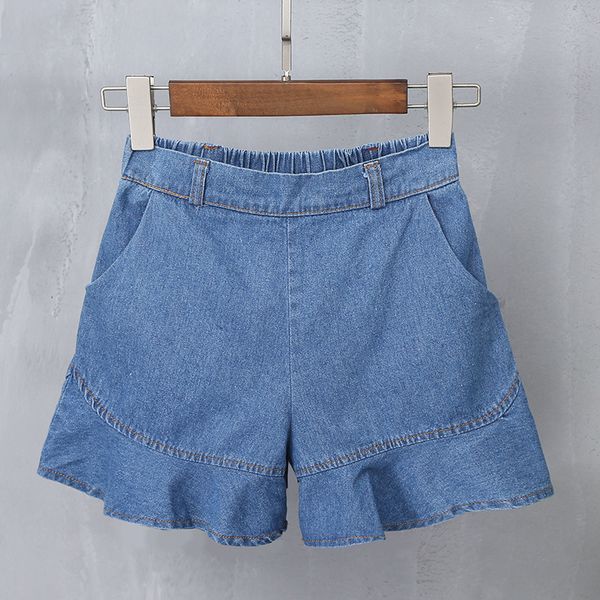 

women's shorts summer thin super size jeans wide leg 200 jin elastic waist skirt pants, White;black