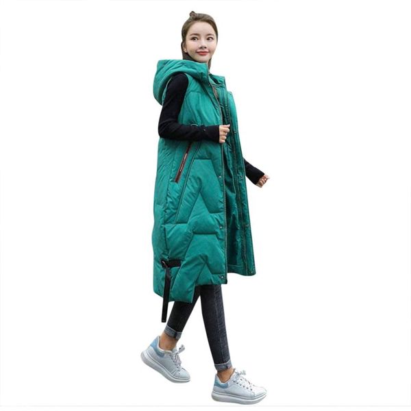 

women's vests 2021 women winter vest coat hoodie long warm ladies chaleco mujer gilet casaco feminino #t2g, Black;white