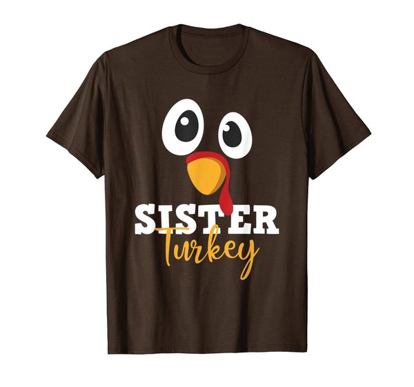 

funny thanksgiving day turkey face family matching sister t-shirt, White;black