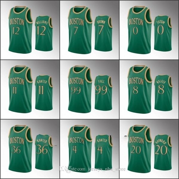 

men jayson tatum jaylen brown\rboston tacko fall kemba walker marcus smart gordon hayward\rceltics custom 2020 jersey, Black