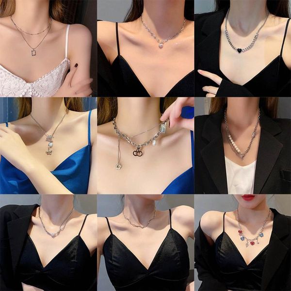 

chains fashion stainless steel necklace for women jewelry cuban link limited pearl beads choker year gifts, Silver