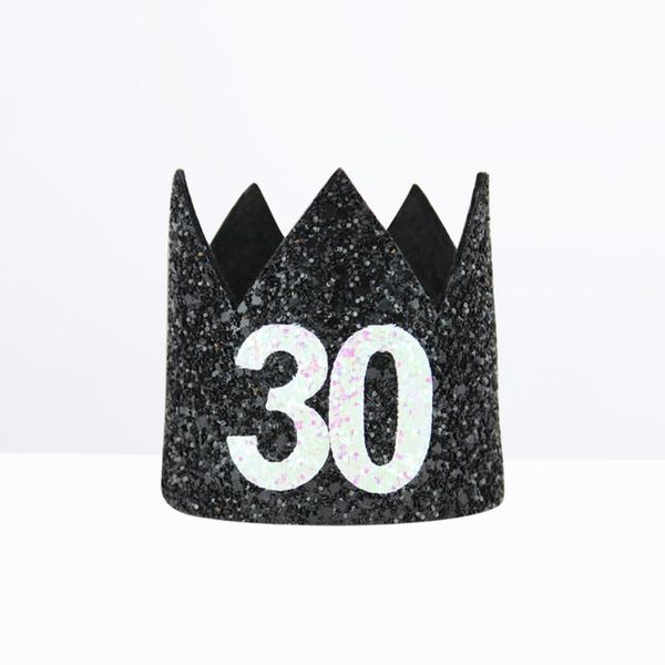 

party hats crown glitter number 30 birthday mini hat decorations props - style a