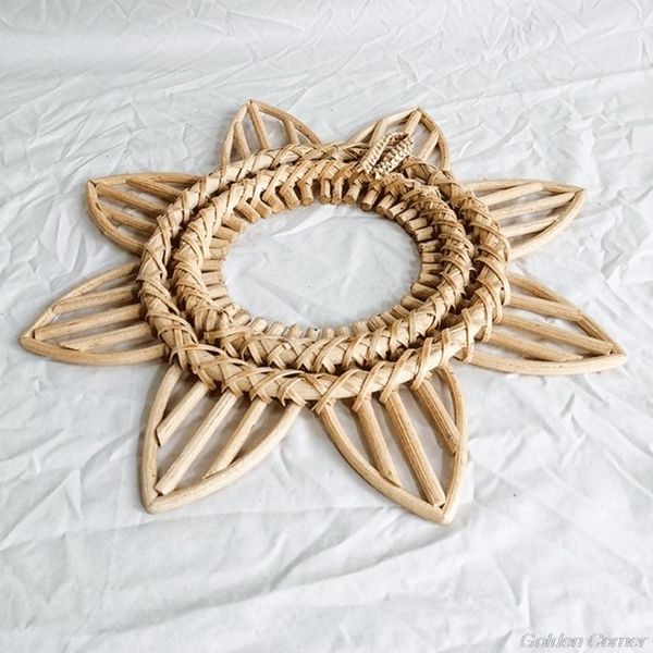 

mirrors rattan frame hanging wall mirror po frames wood art deco handmade living room bedroo d03 20 drop