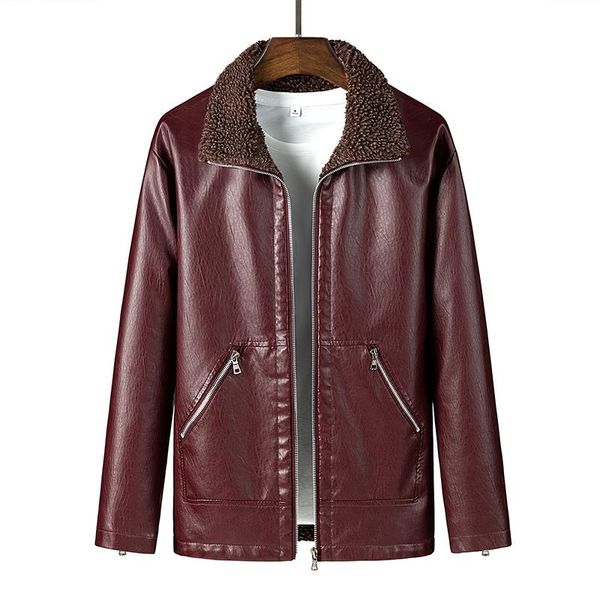 

men's fur & faux leather coat winter warm jacket men clothing, Black