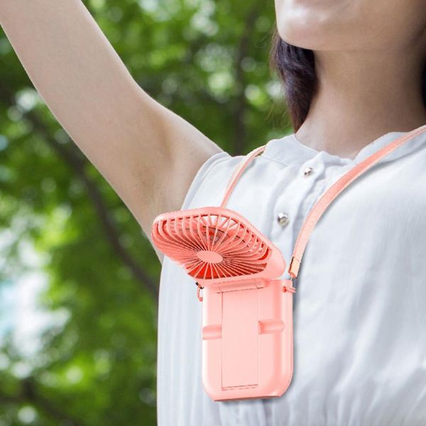 

electric fans hands-neck-fan band hanging usb rechargeable dual cooling fan mini air cooler summer portable foldable
