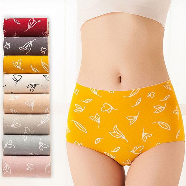 

women's panties cotton elastic soft large size xxl print ladies underwear breathable high waist briefs fashion cute, Black;pink