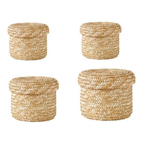 

storage baskets woven basket with lid,handmade straw snack organizer box,laundry baskets,rattan flower