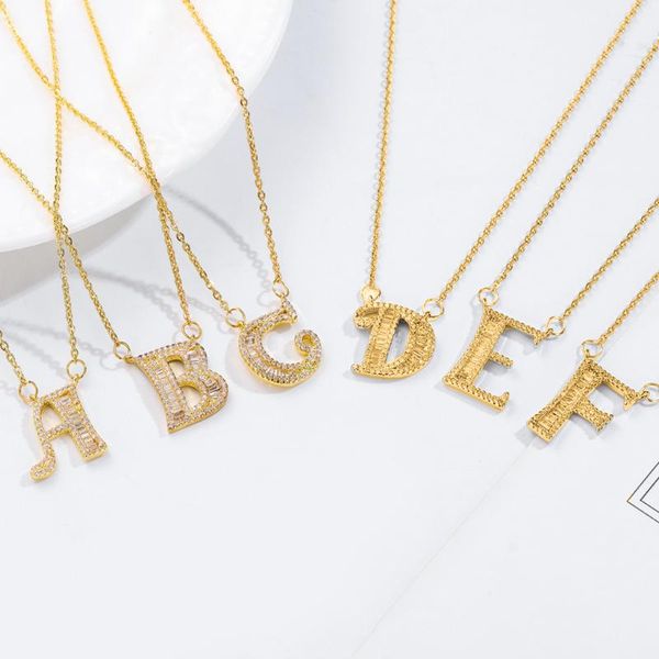 

cubic zircon alphabet pendants gold silver color mini a-z letter pendant necklace shinning 26 initial collares jewelry 2021 chains