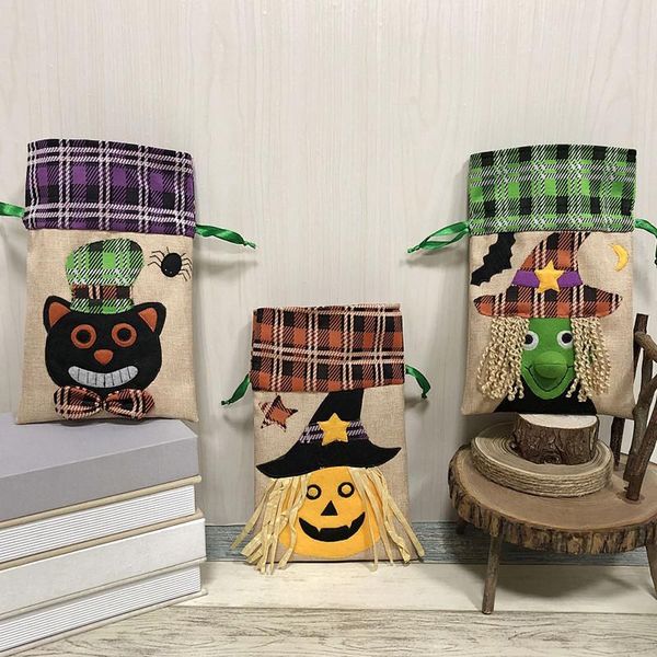 

gift wrap 3pcs double drawstrings halloween trick or treat candy bags for kids gifts with handle party goodie