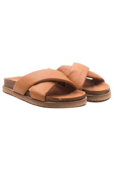 

slippers women tan genuine leather, Black