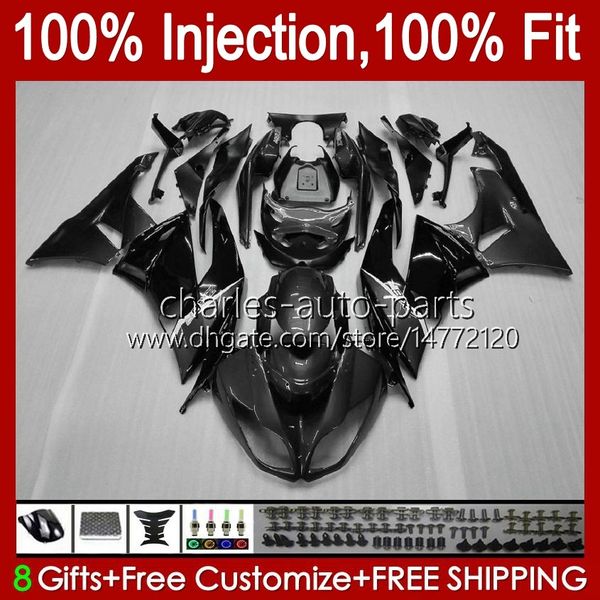 Para injecção do corpo Kawasaki Ninja ZX 6R 600CC 6R ZX6R 636 13 14 15 16 17 18 12No.65 ZX636 ZX6R ZX600 ZX636 estoque preto cinzento 2013 2014 2015 2016 2017 2018 OEM carenagem Kit 600 CC