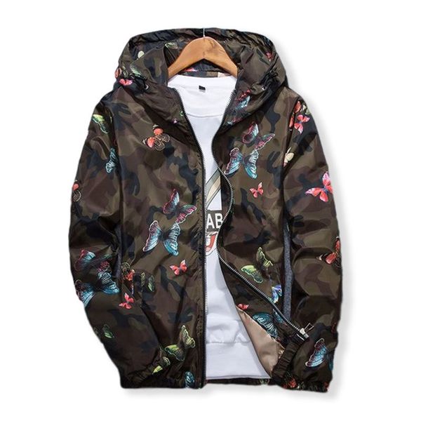 

women windbreaker jacket spring summer camo thin female camouflage butterfly windbreaker coats hooded 210522, Black;brown