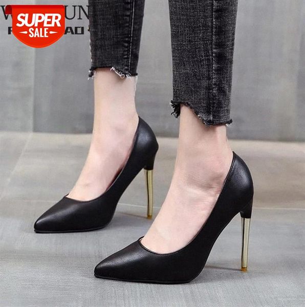 

white round head high heels thin elegant single shoes pumps professional women's large size work 41,42,43 #pr6p, Black
