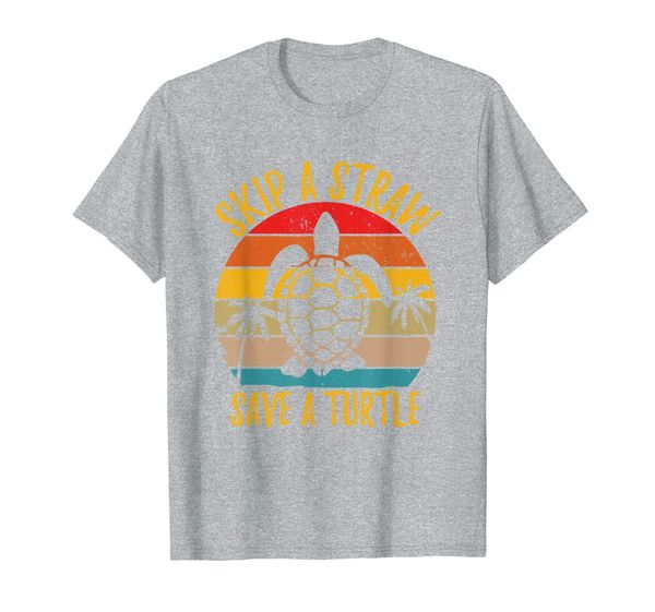 

skip a straw save a turtle save turtles retro t-shirt, White;black