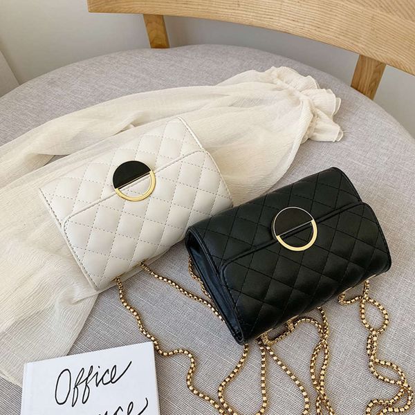

2021 summer mini bag women's trendy korean one shoulder chain lingge foreign style messenger