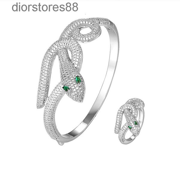

bangles bracelet two curved snake jewelry micro set zircon, Black