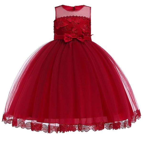 

girl's dresses 2021 winter carnival costumes kids for girls children clothing birthday flower dress party wedding princess, Red;yellow