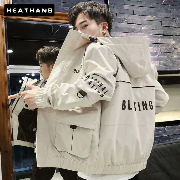 

men's cargo jackets hooded coat japan style casual baseball outerwear fashion mens jacket clothes cazadora hombre, Black;brown