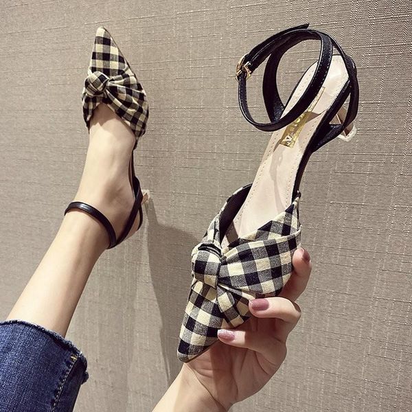 

sandals 2021 summer women yellow butterfly-knot high-heeled fashion sweet concise women's shoes size 35-39, Black