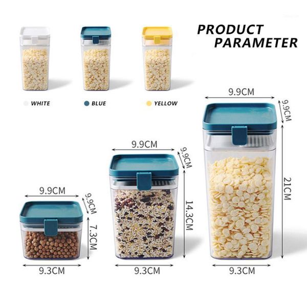 

storage bottles & jars transparent sealed box kitchen grain containers square nut snack tank airtight pantry for cereal