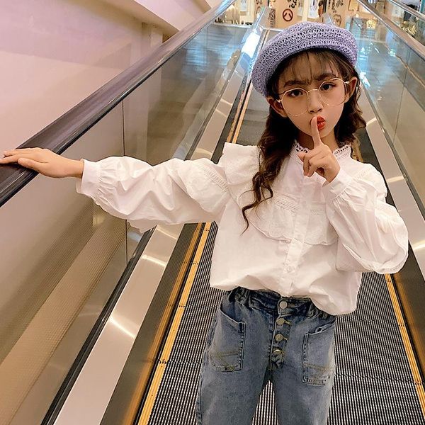 

shirts maomaoleyenda fashion spring lace girls blouse cotton long sleeve soild girl school blusas children cl, White;black