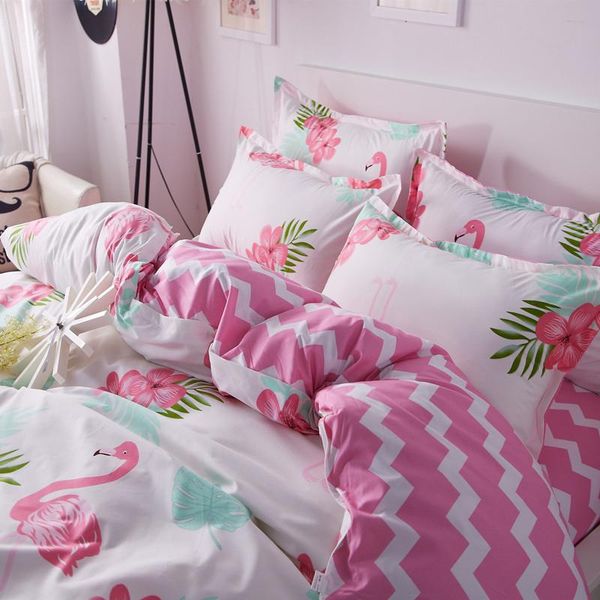 

bedding sets bird - white cotton printed pillowcase quilt cover bed sheet  size king four-piece set