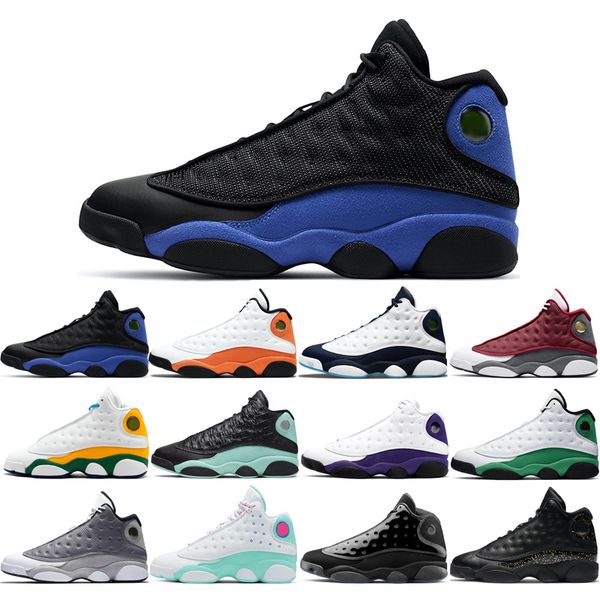

original 13s basketball shoes atmosphere grey aurora green black cat bred cap and gown chicago gold glitter he got game starfish size 40-46