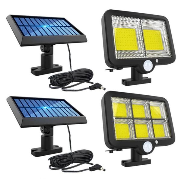 

150/180 led cob rechargeable solar light outdoor pir motion sensor lamp waterproof wall garden yard decor lamps