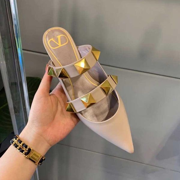 

slippers 2021 summer flat ladies black simple fashion pointed toe women's shoes outer muller