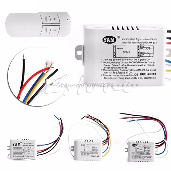 

smart home control 220v 1/2/3 ways wireless on/off lamp remote switch receiver transmitter