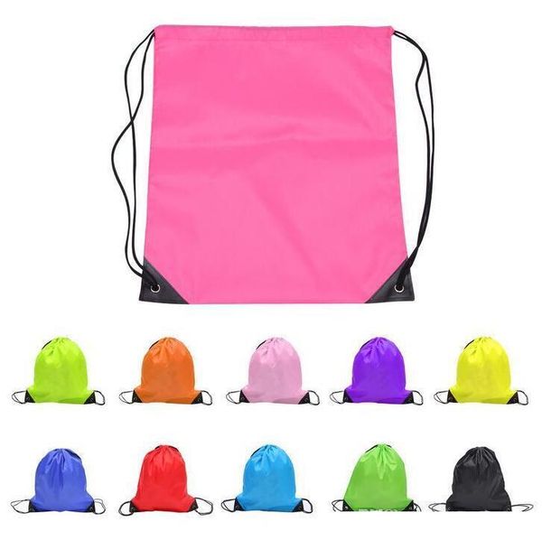 

2022 new kids' clothes shoes bag school drawstring frozen sport gym pe dance backpacks, Black