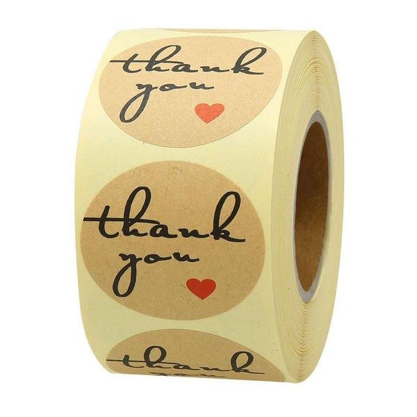 

gift wrap 1inch round kraft thank you stickers for seal labes love heart handmade sticker craft packaging cute stationery